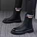 European Warm Series Autumn Winter Genuine Leather Yellow Men High Top Thick Sole Lightweight Martin Boots Casual Comfortable Elastic Slip-On_vogvips.com