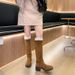 High Tube Matte Suede Post-Apocalyptic Style Riding For Women, Autumn Over-the-Knee Chunky Heel Slimming Long Slouch_vogvips.com