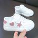 2026 Spring And Autumn New Children's Sneakers, Heart-Shaped Girls' White Five-Pointed Star Casual Sports Shoes,_vogvips.com
