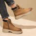 Men's Classic Leather Work Boots - Comfortable Mid-Calf Martin Boots With Cushioned Sole For Casual & Outdoor Wear (Yellow Brown, Khaki)_vogvips.com