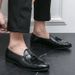 Men's Shoes With Tassel Emed Small Size 46, British Style Pointed Lazy Casual One Foot Leather Shoes, Trendy_vogvips.com