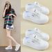 Little White Shoes Female Student Mesh Breathable Heightening Shoes Half Support Board Shoes Casual_vogvips.com