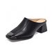 Square-toed Slippers For Outdoor Wear, 2025 Spring-summer New French Style, Iron-toed Cowhide Chunky Heel Sandals,_vogvips.com