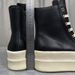 Women's Chunky Platform High-Top Sneakers Gothic Style Lace-Up & Side-Zip Casual Shoes In Black Canvas & Leather Casual Sneakers For Women_vogvips.com