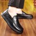 TerraStride Leather Cowhide Business Casual Round Toe Soft Thick Sole Wear-Resistant Slip-On Men's Shoes Height Increasing_vogvips.com