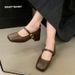 Square Toe Shallow Mouth Single Shoe, Women's Middle Spring Autumn Style, Fashionable And Comfortable, Evening Style_vogvips.com