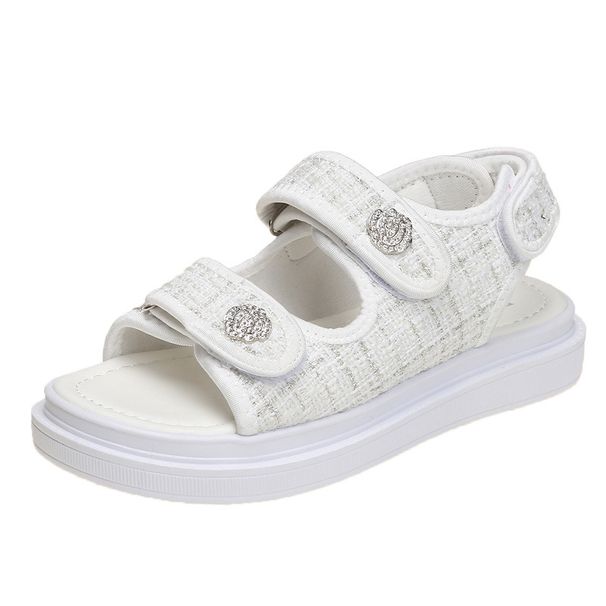 Platform Sandals Handmade Women Lattice Hook Loop Plaid Cloth Round Toe Summer Casual Ladies Outdoor Shoes_vogvips.com