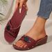 2026 New Cross-Border Women's Thick-Soled Strap Buckle With Wedge Heel And Rivets, Peep-Toe Beach Sandals_vogvips.com
