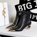 335-2 Style Banquet Women's Hollow Heel Iron Head Metal Pointed Short Boots_vogvips.com