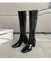 Square Toe Autumn Winter New Patent Leather Knight Martin High Heel Over-the-Knee Slim Boots Women Trendy Shoes_vogvips.com