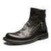European Warm Series Winter Martin Men, Genuine Leather, Round Toe, Mid-Cut, Soft Sole, New British Style, Youth Workwear, Zipper Cowhide_vogvips.com