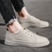 Black Textured Small Leather Shoes Men's Shoes Low-top Breathable Hollow Sports Style Casual Men's Board Shoes_vogvips.com