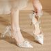 2025 New High Heels Women, Thin Heel Dress Two-Way Butterfly Wedding Shoes, Closed-Toe Single Strap Shoes For Women_vogvips.com