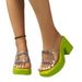 Thick Soled High Heels, Transparent Rhinestone Cool In 2024, Summer Semi Slippers, New Fashion, One Line Slippers For_vogvips.com