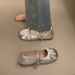French Style Pearl Mary Jane For Women 2025 Spring New Fairy Evening Wind Large Size Soft Sole Ballet Grandma Shoes_vogvips.com