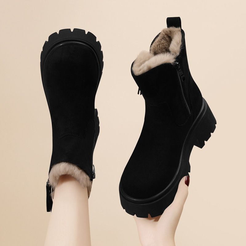 Women's Snow 2025 New Autumn Winter FashiNewable Versatile Short Boots NNew-Slip Fleece Lined Thickened Warm CottNew Shoes_vogvips.com