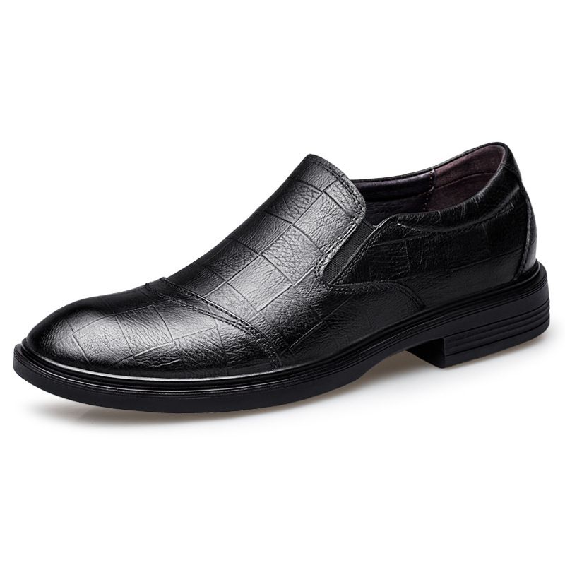 Soft-soled Men's Shoes, Round Head Large Size Foot Shoes, First-layer Casual Leather Shoes Men's Shoes_vogvips.com