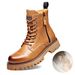 European Warm Series Autumn Winter Genuine Leather Yellow Mid-High Top Thick Sole Lightweight Martin Casual Comfortable Side Zipper Round Toe_vogvips.com