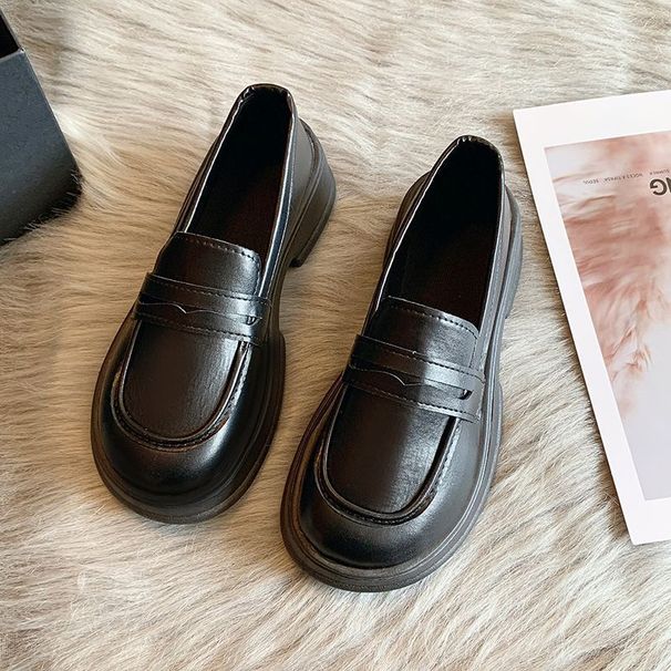 Japanese Small Leather Shoes Women's Autumn British Style Black Platform Loafers One Pedal Jk Uniform Single Shoes_vogvips.com