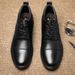 Male Round Head Shallow Mouth First Layer Work Leather Shoes Lace-up Casual Men Professional Formal Men_vogvips.com
