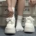 Sneakers Spring And Autumn Platform Thick Sole White Round Toe Lace-up Loafers Height Increasing Casual Shoes For Women_vogvips.com