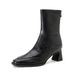 Weiwei Girl 2588-1 High Heel Short Boots For Women, Autumn And Winter Black French Style Chunky Heel Stretch Slim Boots Martin Boo_vogvips.com