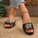 SHLIANG New Women's Flat Slippers Rhinestone Simple Open-Toe Solid Color Metal Buckle Decoration Daily Commuting Outdoor Slippers Sandals V0184_vogvips.com