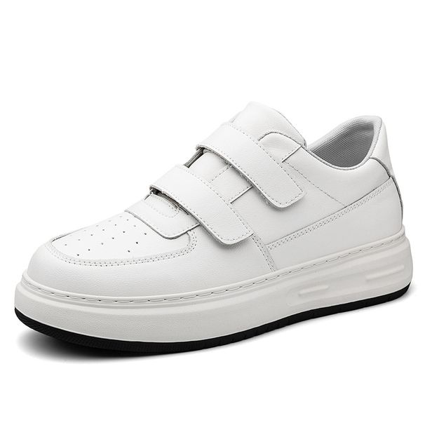 Height Increase Casual Leather Thick-soled Velcro Small Size Board Shoes Sports Shoes Men's Shoes Leather Round Head Shoes_vogvips.com