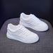 Women's White Sneakers - Breathable Casual Shoes For Girls, Fashionable Lace-Up Canvas Shoes For Autumn_vogvips.com