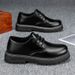 2025 Spring New Black Trendy Round Head Casual Men's British Business Leather Formal Work Shoes_vogvips.com
