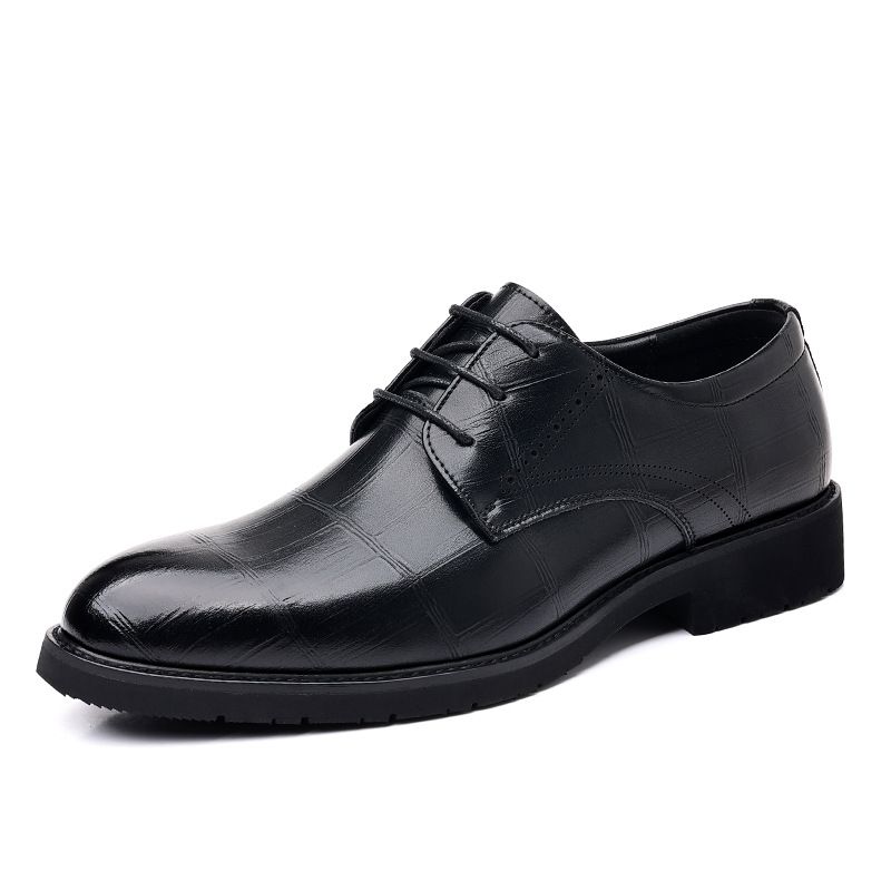 British-style Men's Business Formal Leather Shoes, Low-top, Fashionable, Casual, Lace-up, Black, Direct From The_vogvips.com