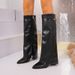 Women's Plus Size Pointed Toe Boots Versatile Wide Leg Riding Tall Boots Chunky Heel High Heel_vogvips.com