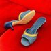 In Stock New Thin Heel Denim Slippers Fashion Color Block Outdoor One Strap Open Toe Printed Sandals_vogvips.com