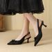 Qianluhui Sweetheart Heir Fine Heel Pointed Toe French Satin Dress Shoes Sweet Style Bowknot Sandals_vogvips.com