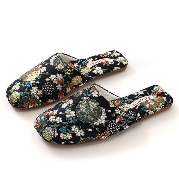 Women's Shoes Spring And Summer Sandals Satin Embroidery New Style Men And Women's National Style Slippers Cowhide Bottom Linen Home Slippers_vogvips.com