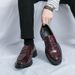 Men's Classic Slip-On Dress Shoes – Shiny PU Leather Formal & Casual Shoes For Wedding, Office & Business Occasions (Black & Burgundy, Sizes 38-46)_vogvips.com