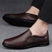 Business Casual Men's First Layer Cowhide Soft Sole Non-Slip Driving Slip-On Lazy All-Season Leather Shoes Men_vogvips.com