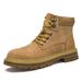 Top-Grain Leather Boots For Men, Winter Large-Size Martin Boots, Men's Outdoor Sports High-Top Shoes, Men's Yellow Work_vogvips.com