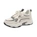 2023 Women's Trendy Chunky Casual Sports Shoes White Leather round Toe Fashionable Versatile Running Shoes for Dropshipping_vogvips.com