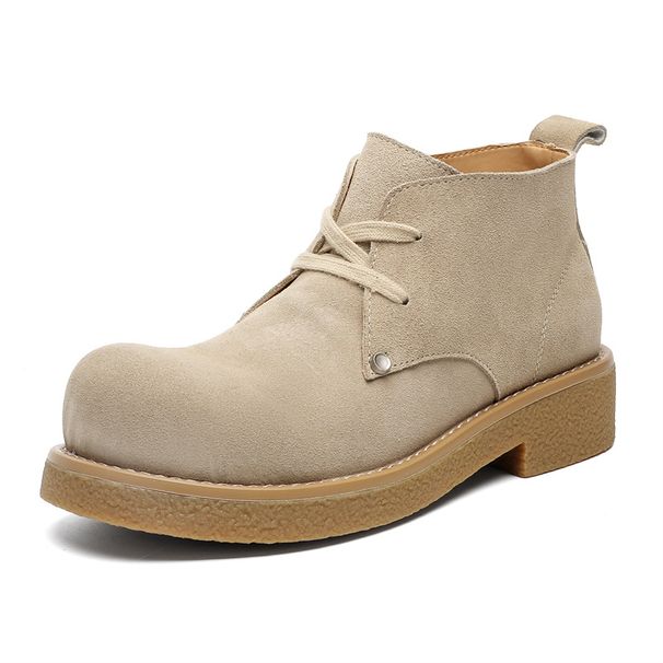 Martin Boots Japanese Retro Cow Velvet Big Head Derby Shoes Men's Tooling Boots Short Boots_vogvips.com