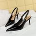 Women S Patent Leather Shallow Mouth Pointed Head Hollow Back Strap Metal Chain High Heel Single Shoes_vogvips.com