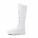 Womens Black Canvas Shock Absorbing Knee High Boots With Side Zipper And Laces_vogvips.com