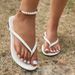 Slippers Foreign Trade, Large Size Flat For Women, Round-toed Woven Lightweight Flip-flops, Casual Beach Sandals_vogvips.com