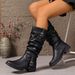 Women's High-Cowboy Boots Slip-On Wrinkle Stacked Western Riding Boots With Chunky Heel And Studded Details Cowboy Riding Boots_vogvips.com