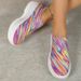 2024 Thick Color Gradient Flying Woven Sports For Women's Running Shoes, Sponge Sole Oversized Shoes 43_vogvips.com