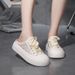 Summer New Style Half Slip White Shoes Thick Bottom Big Head Student Shoes Casual Hollow Platform Shoes Women_vogvips.com