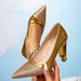 Women's Gold Double Matching High Heels Pointy Abnormals With Sexy Four Season High Heels Women's Shoes Muller Women's Shoes_vogvips.com