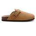 Bebealy Clogs For Women Suede Soft Leather Clogs Classic Cork Clog Antislip Slippers Waterproof Mules House Sandals Buckle Shoes_vogvips.com