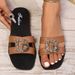 Women's Shoes Summer Women's Flat Sandals, Fashionable Flat With Metal Buckle, Vacation Style, One Strap, Wearable Slippers._vogvips.com