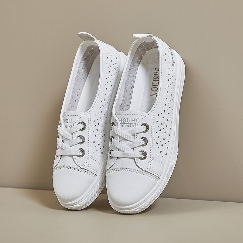 2026 Summer New Women's White Hollow Breathable Student Sneakers, Casual Shoes, Height-Increasing, Ins Trend Street_vogvips.com